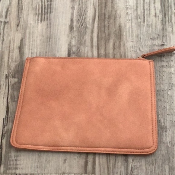 Cosmetic bag salmon monogram on the front never used good size 2 pouch z… - Picture 2 of 5